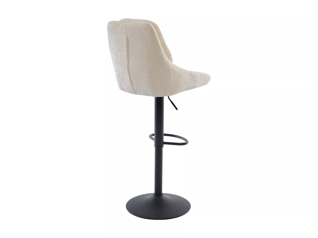 Lot de 2 tabourets de bar en tissu texturé et métal noir - Hauteur réglable - Crème - LARANZA