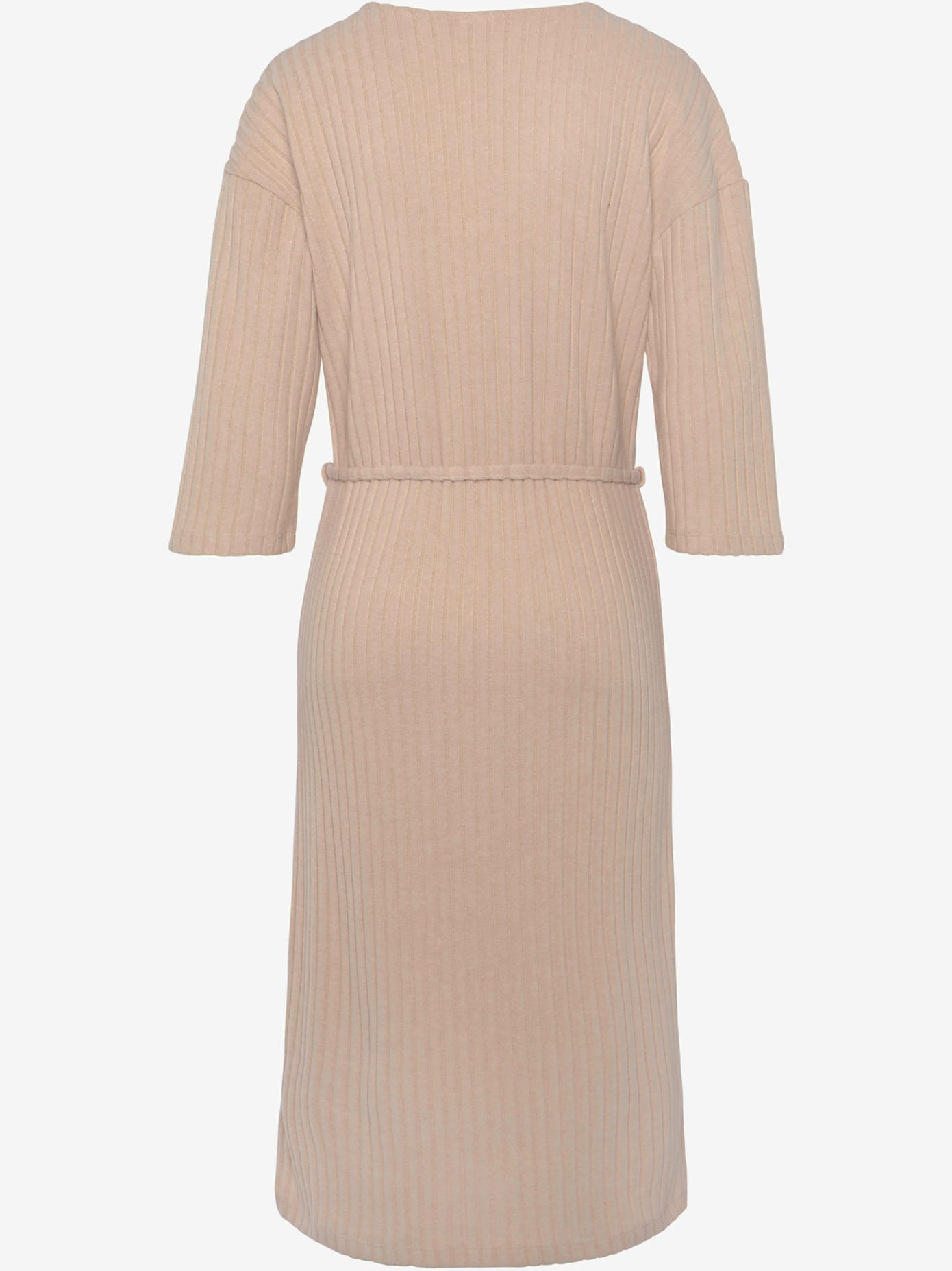 Robe en matière sweat robe longue côtelée avec encolure en v