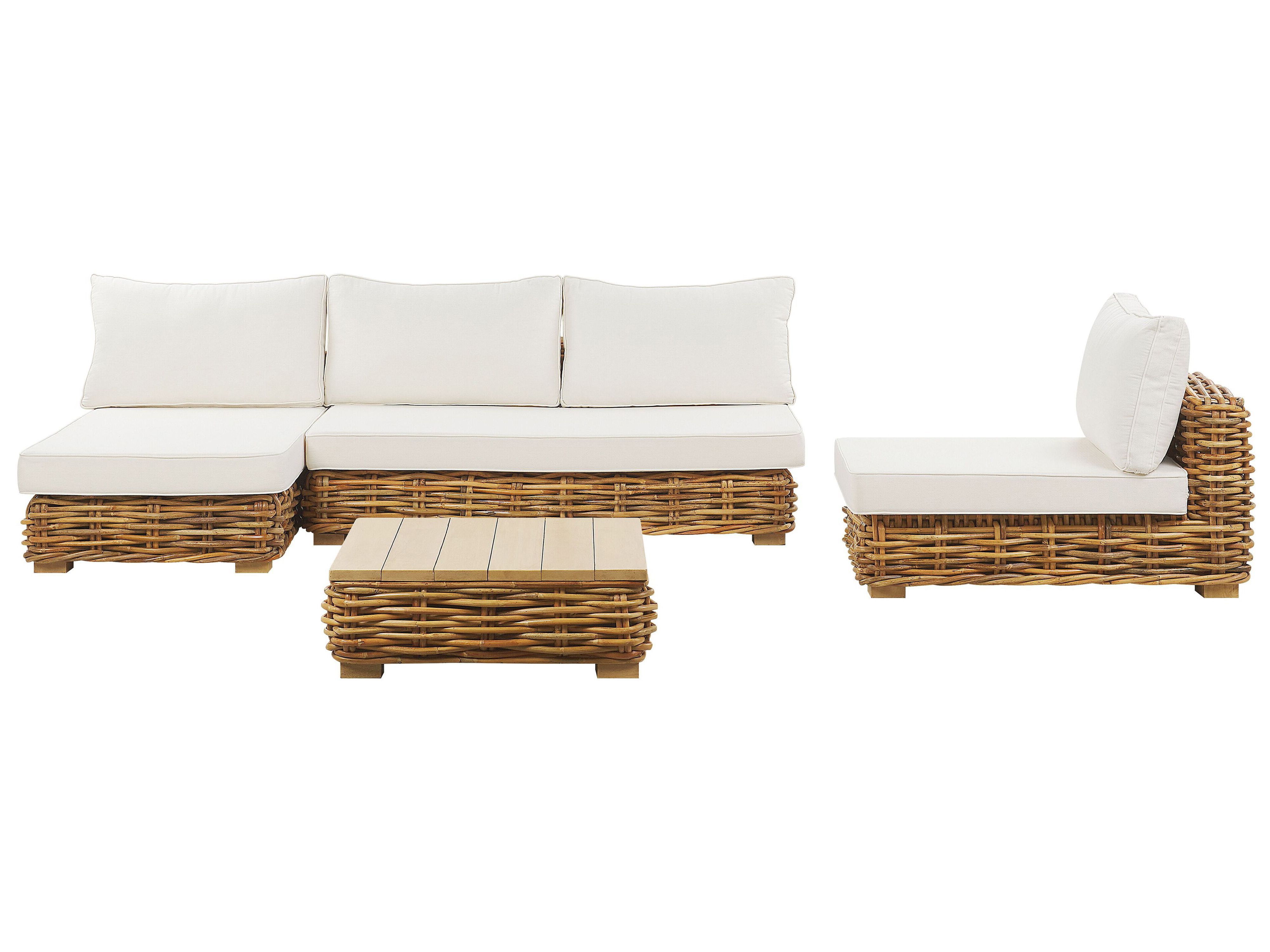 Loungeset met tafel 4-zits VARALLO linkszijdig modulair Rotan Natuurlijk
