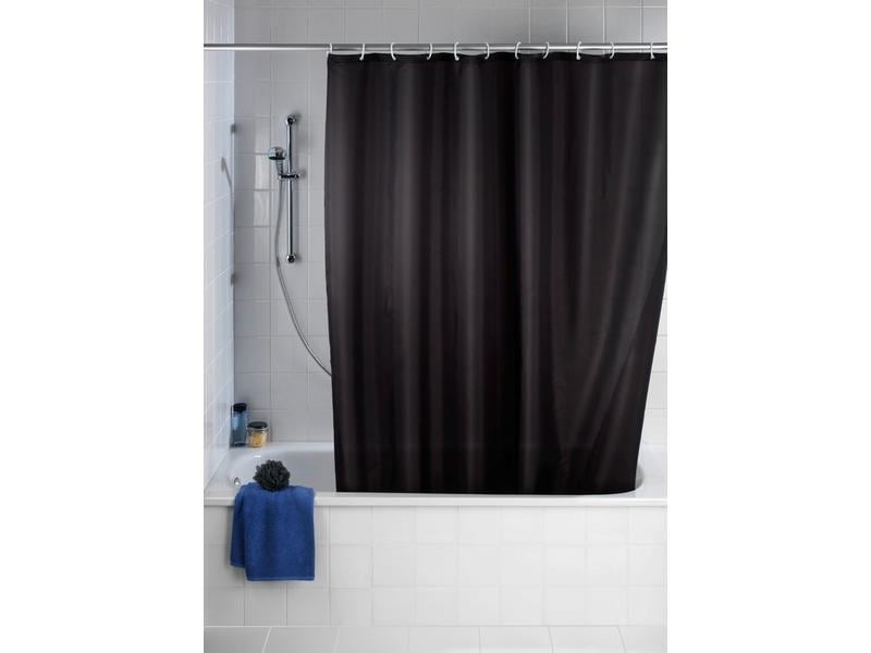Wenko Duschvorhang Anti-Schimmel 180 x 200 cm, Schwarz Pflegeleichter Badevorhang