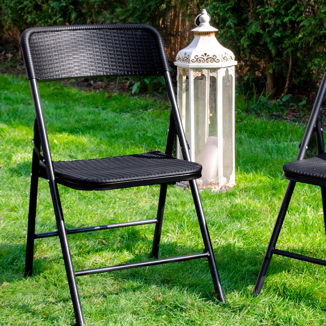 2 Klappstühle bis 150kg - 50x46x83,5 Balkonstuhl - Gartenstuhl in Rattan-Optik