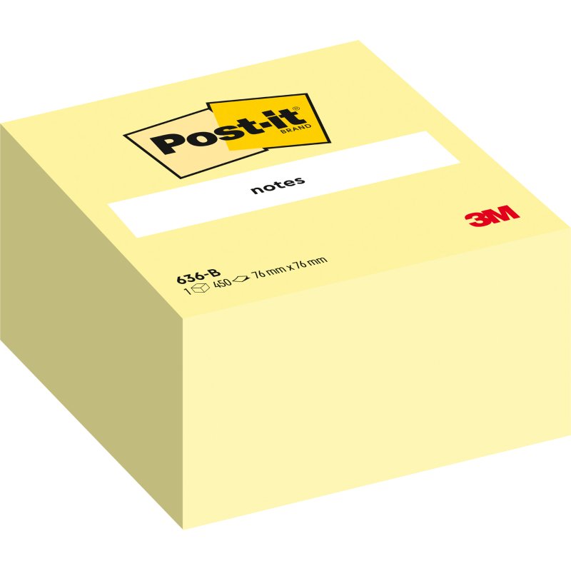 Bloc cube jaune Post-it 76 x 76 mm - bloc de 450 feuilles