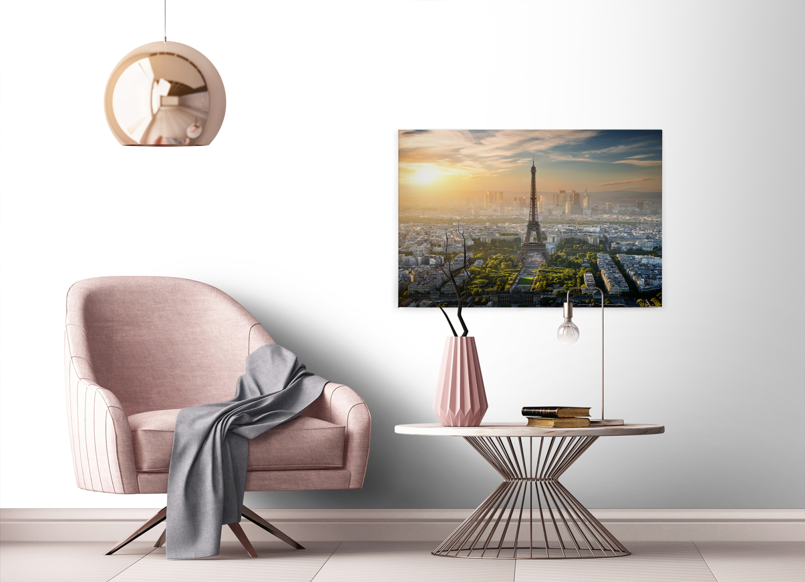 Leinwandbild EIFFELTURM - grau-grün - 90x60 cm