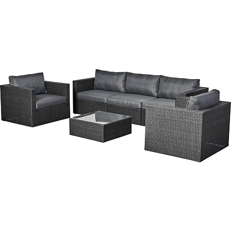Pisa loungesofa med 2 stole og bord - sort