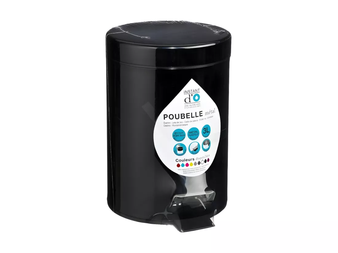 Poubelle de salle de bain en métal Noir 3 L