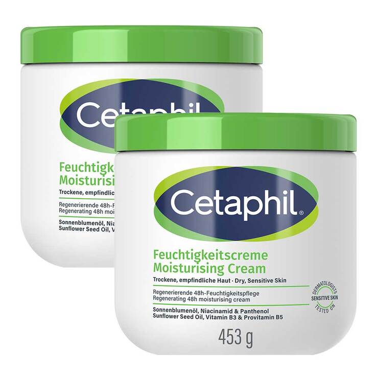 Cetaphil Feuchtigkeitscreme für trockene, empfindliche Haut, 2x456 ml