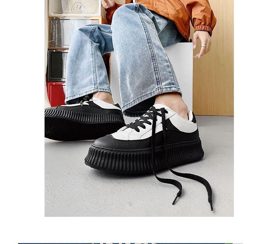 Tanzanite - Tweekleurige veterschoenen met platform