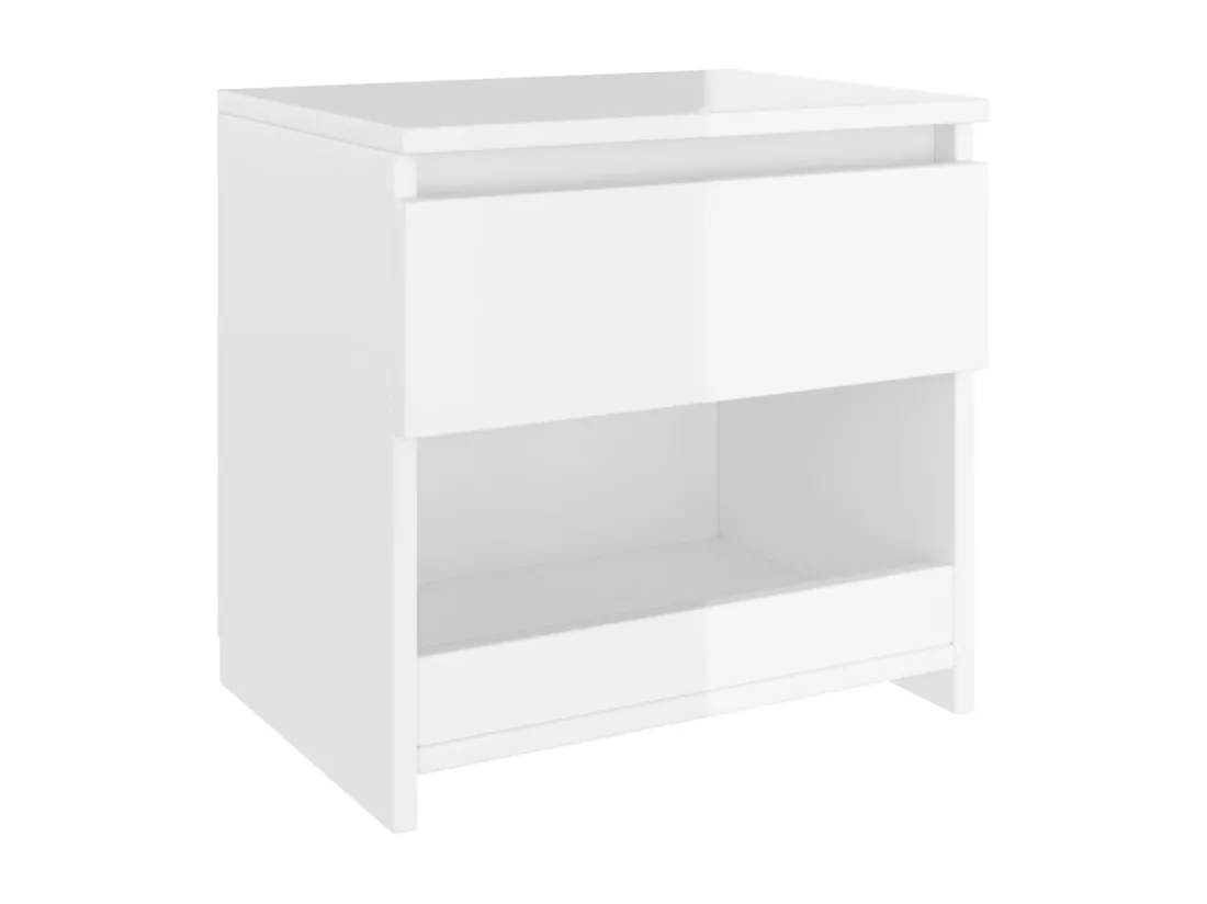 Table de chevet blanc brillant 40x30x39 cm bois d’ingénierie