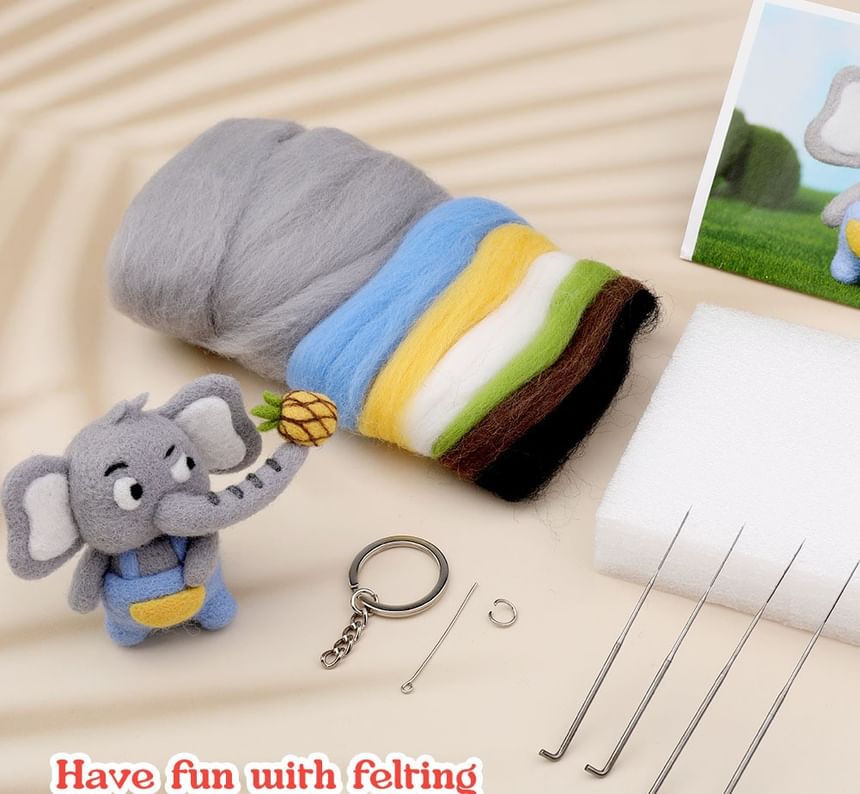 Miumi - Olifant tashanger sleutelhanger DIY naaldviltset