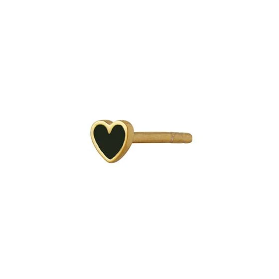 Stine A Petit Love Heart Black Enamel Goldenen