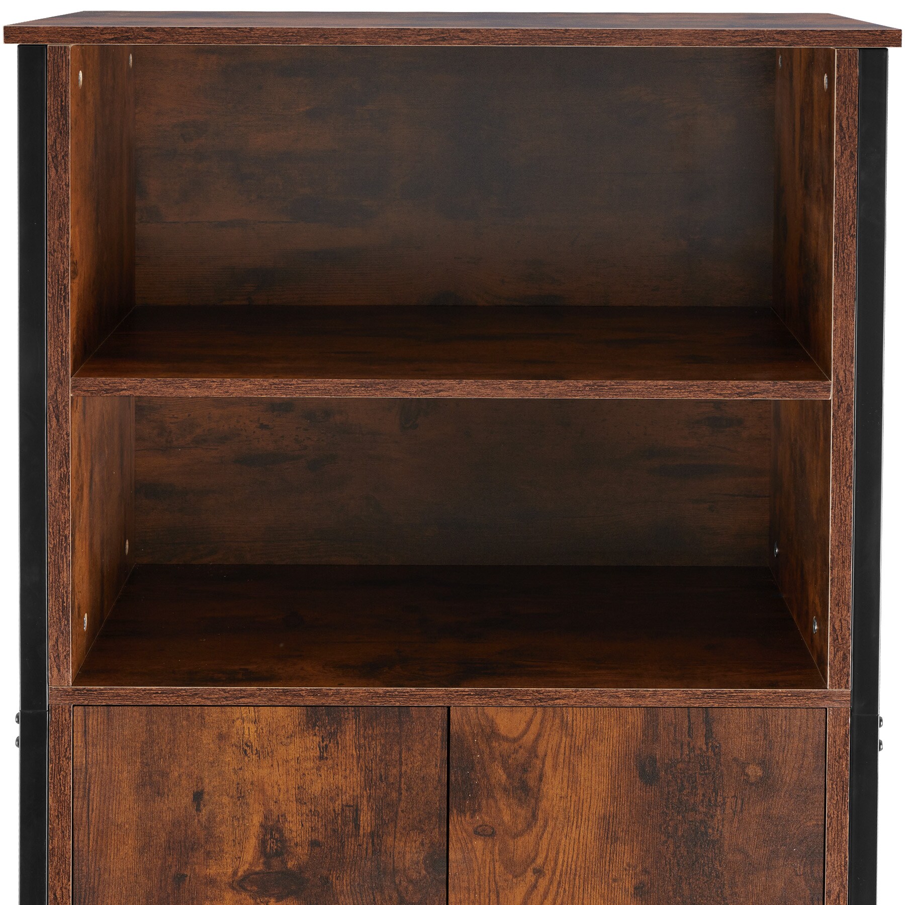 tectake® Highboard, Industrial Style, 2 offene Fächer mit Deckplatte, mit höhenverstellbaren Füßen, 60 x 38 x 125 cm