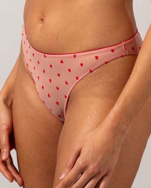 Understatement Underwear Mesh Bikini Briefs pale pink deep red
