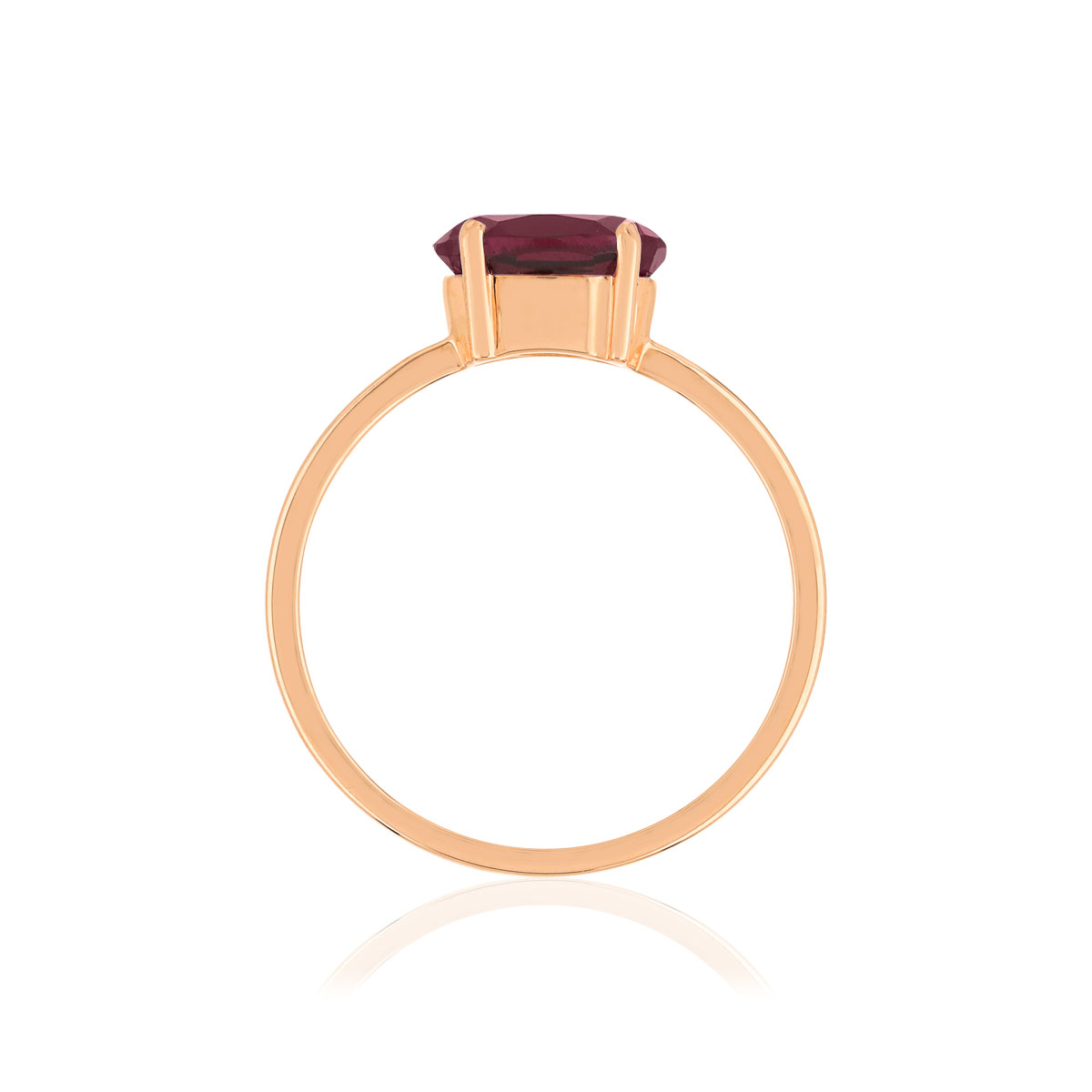 Bague or rose 375 grenat ovale