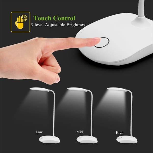 INF Bordlampe som kan roteres og dimmes, med USB (LED) - hvit