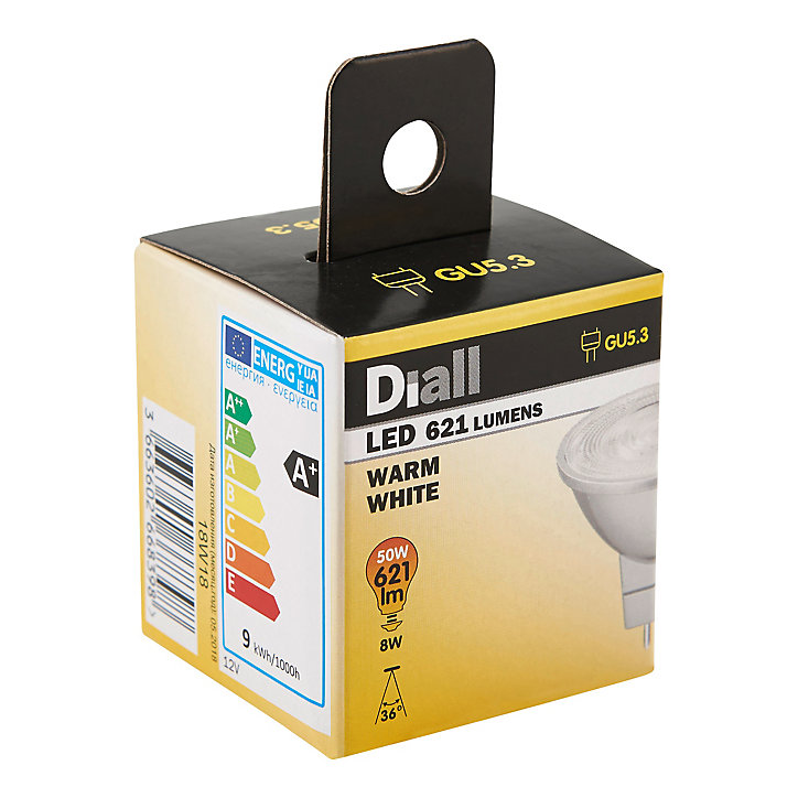 Ampoule LED Diall réflecteur GU5.3 8W=50W blanc chaud