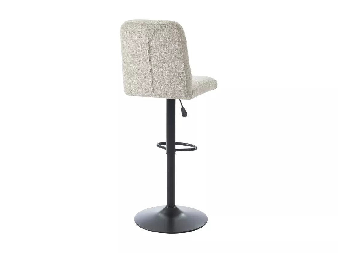 Lot de 2 tabourets de bar en tissu texturé et métal noir - Hauteur réglable - Beige - KELIANO