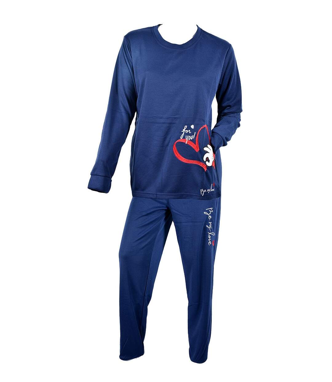 Pyjama Femme Long SWEET SECRET Q1556 BE MY LOVE MARINE