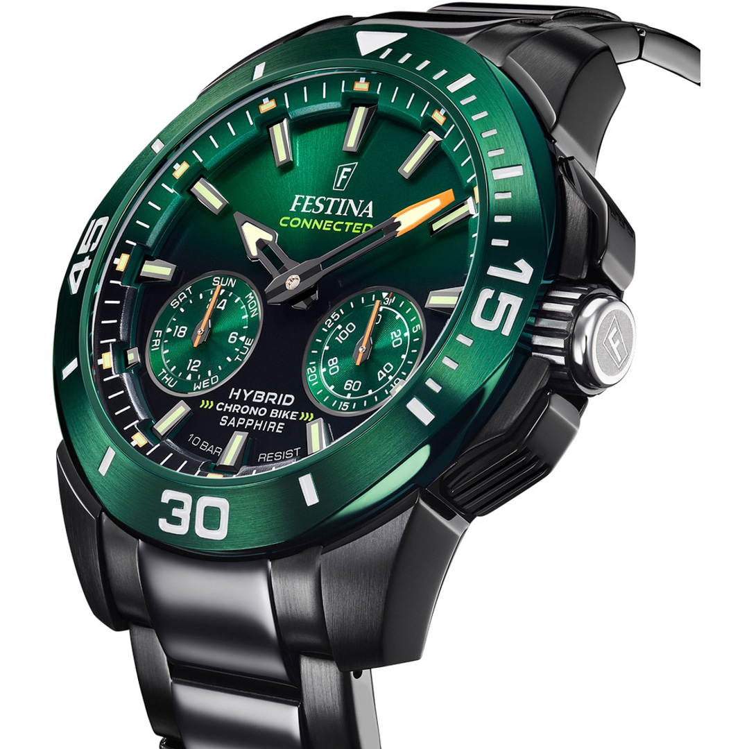 Festina Chrono Bike Connected Hybrid-Smartwatch Schwarz / Grün