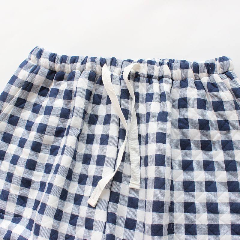 Dogini - Elastische taille Gingham pyjamabroek