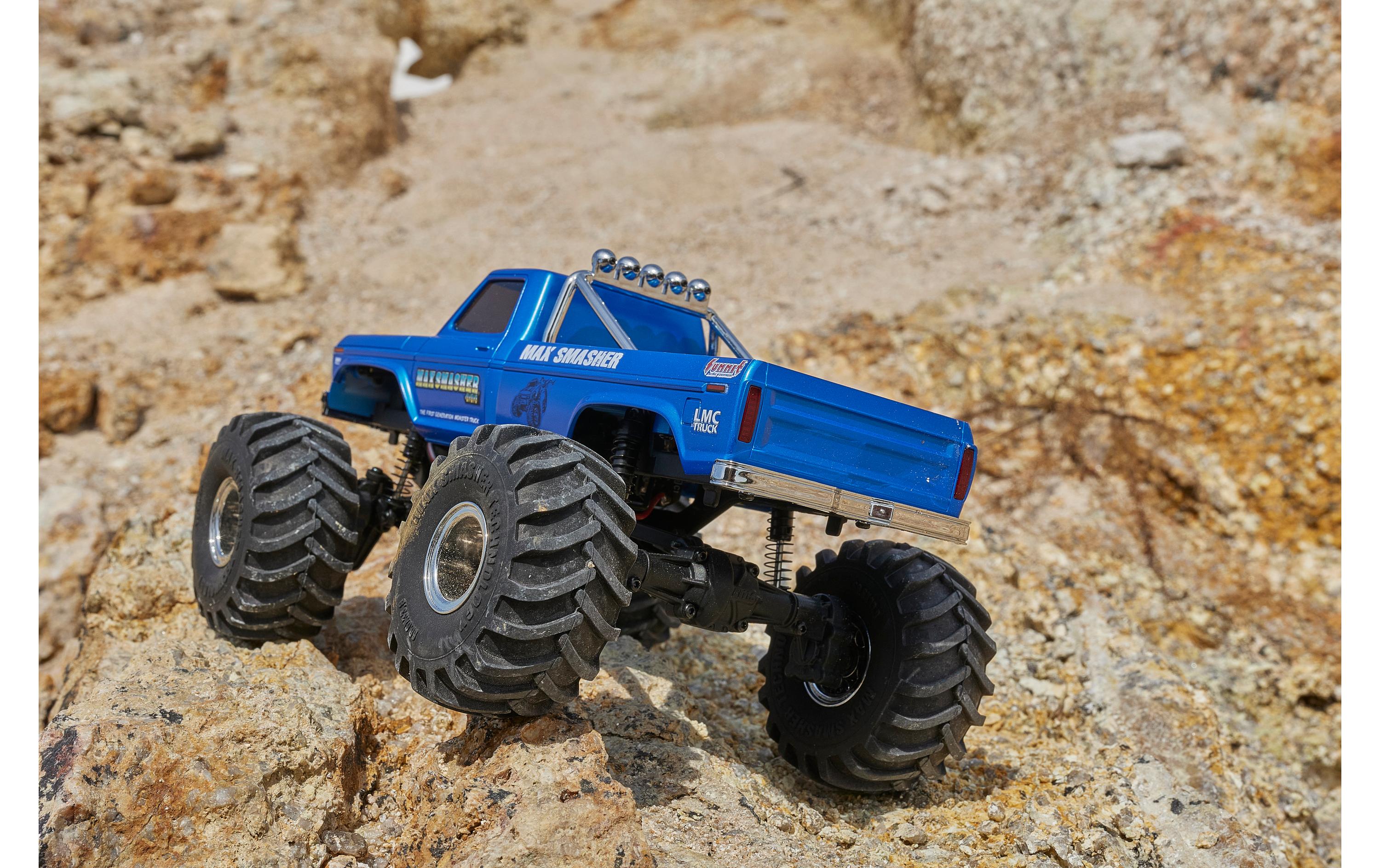 Monster Truck FCX24 Max Smasher 4x4, Blau RTR, 1:24<br>Micro Monstertruck mit 2-Gang Getriebe und Portalachsen
