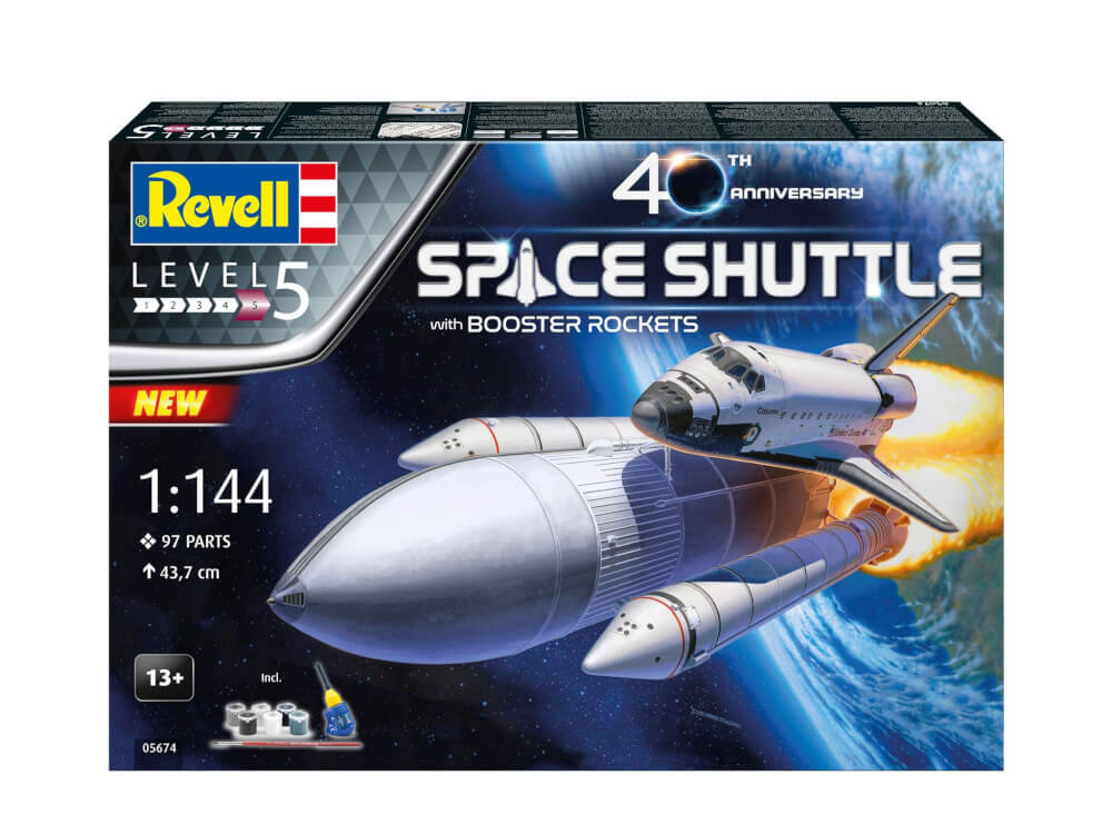 Geschenkset Space Shuttle& Booster Rockets, 40th. , Revell Modellbausatz mit Basiszubehör