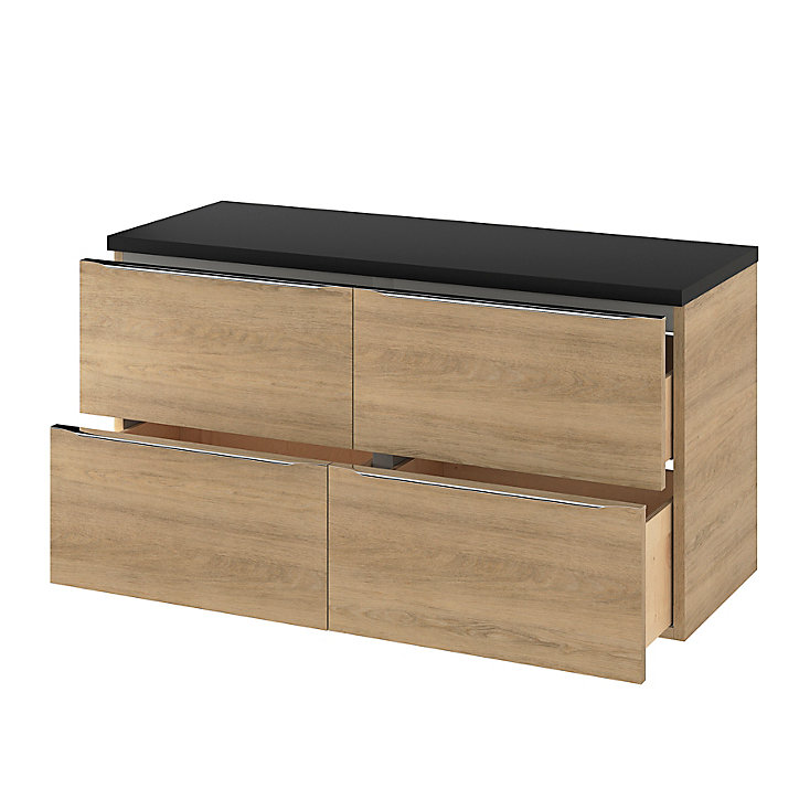 Plan de toilette L.120,5 x l.45,5 cm coloris noir mat, Cadelia, GoodHome