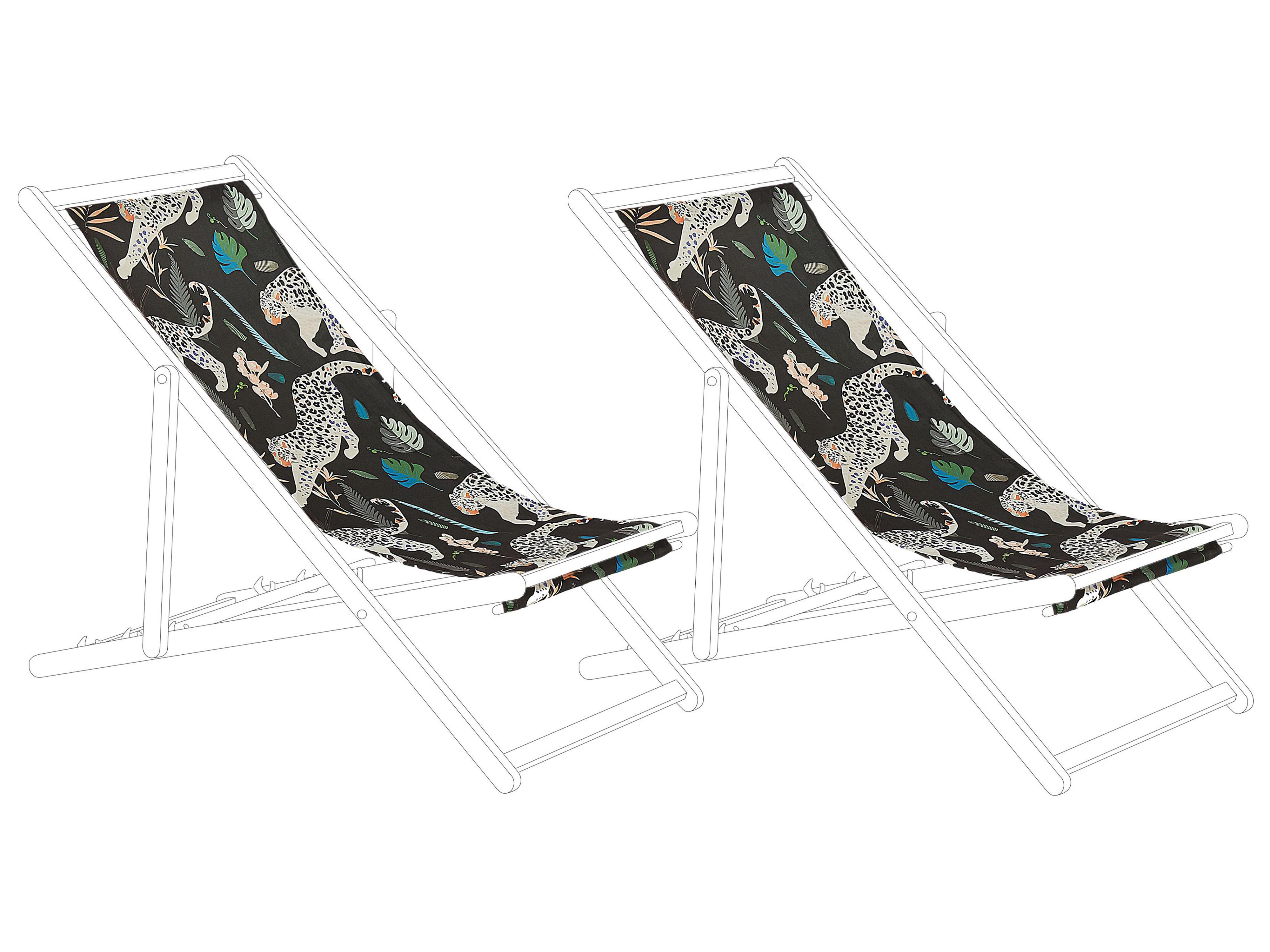 Set van 2 vervangingshoezen voor ligstoel ANZIO/AVELLINO 113 x 44 cm Zwart