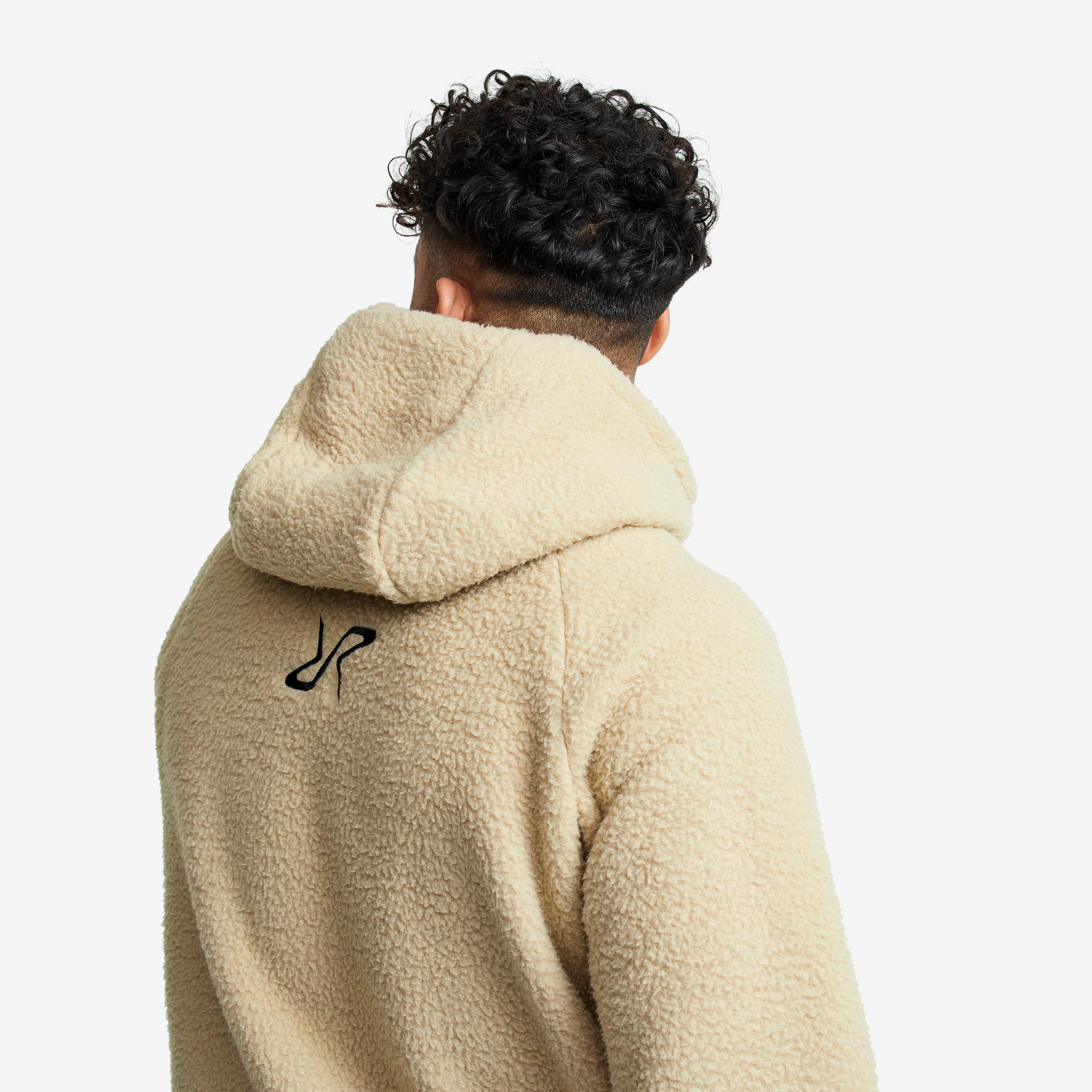 Sherpa Hoodie Herre Beige Khaki
