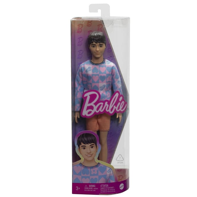 Barbie - Ken - Blau-rosa Pulli - Schwarze Haare
