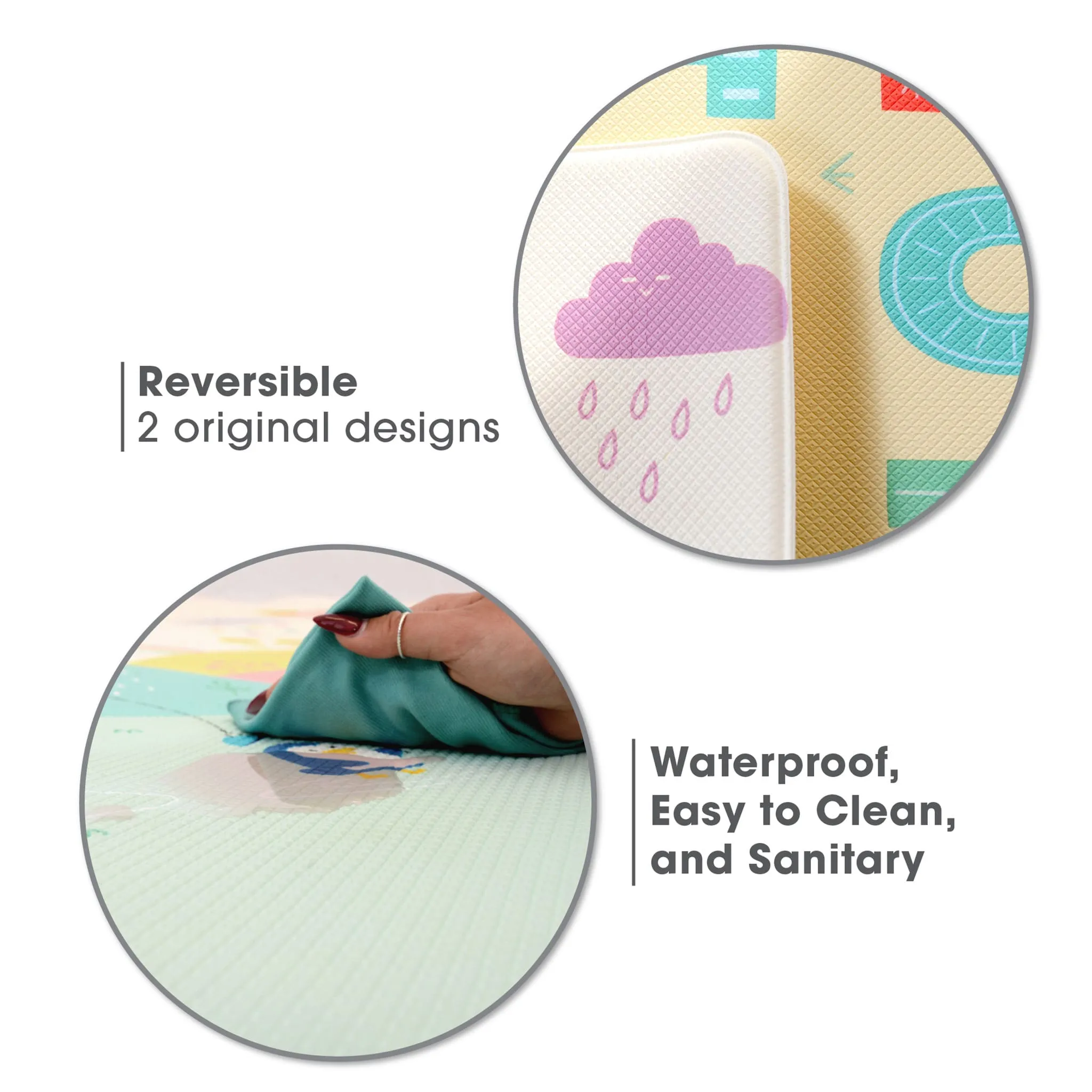 Baby Care Tapis de Jeux Réversible Grand - Jours de Pluie