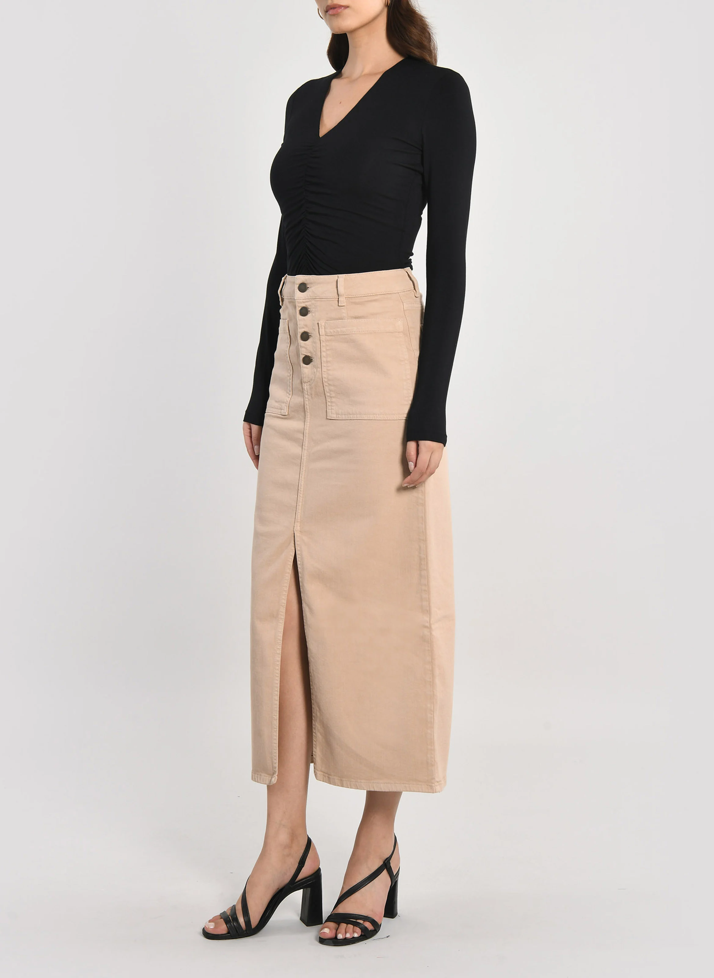 THADEE - Jupe midi en coton | Beige