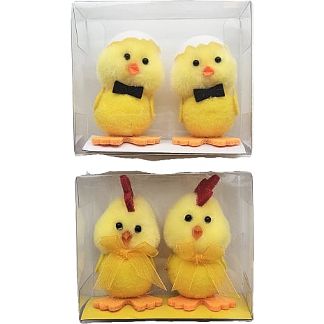 Påskekyllinger 9 cm 2-pak - flere varianter - assorteret