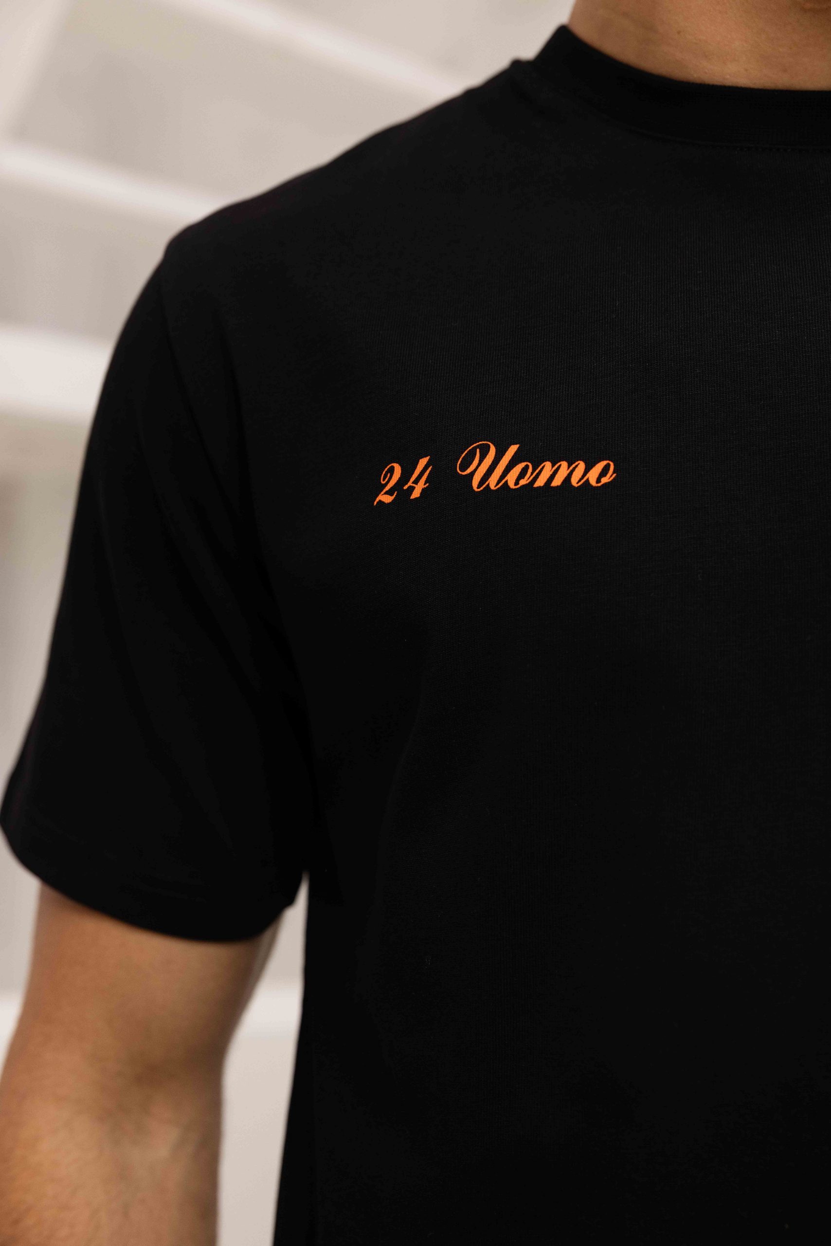 24 Uomo Symbol T-Shirt Heren Zwart/Oranje