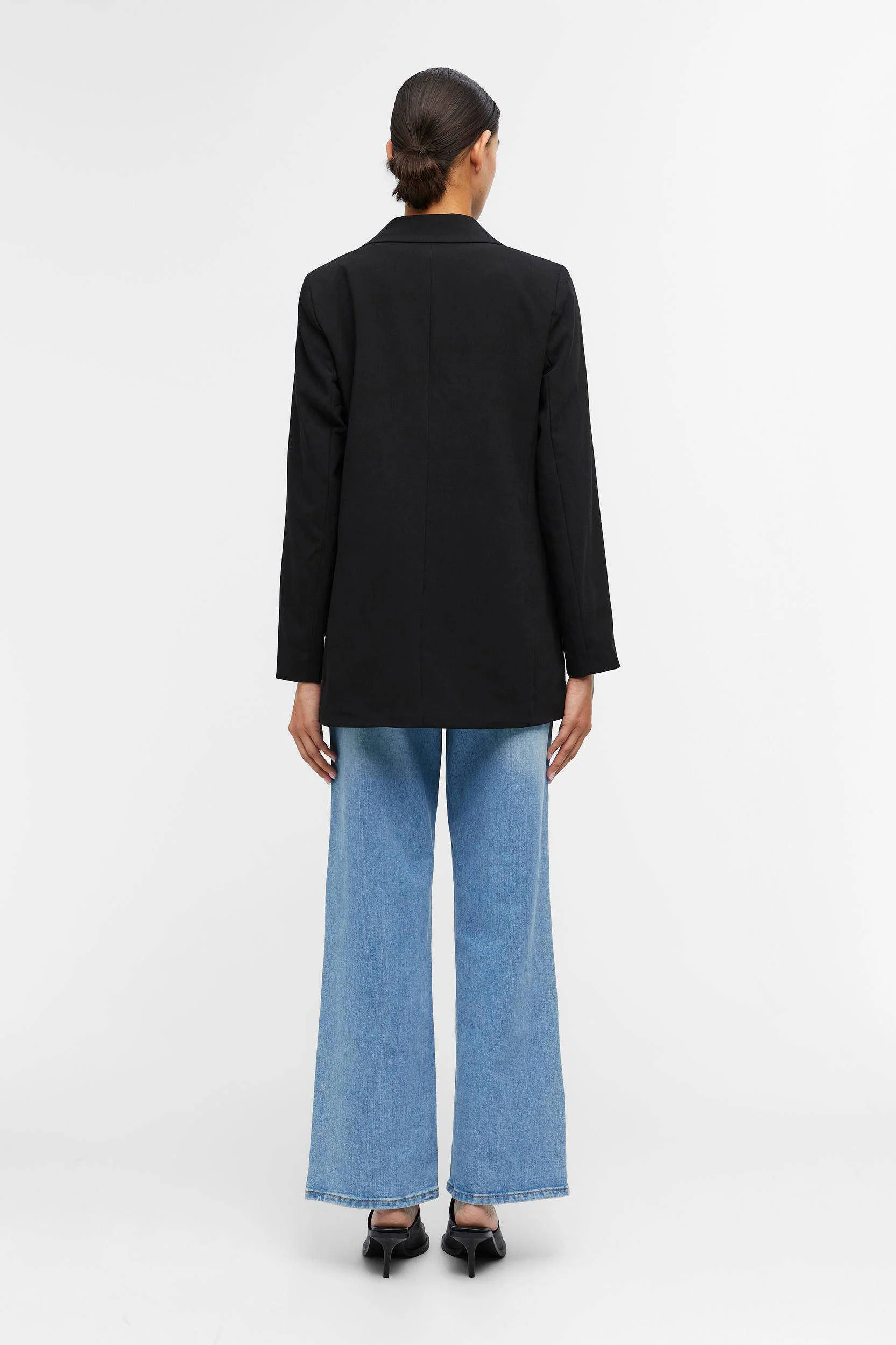OBJECT rechtvallende blazer OBJSIGRID van polyester zwart