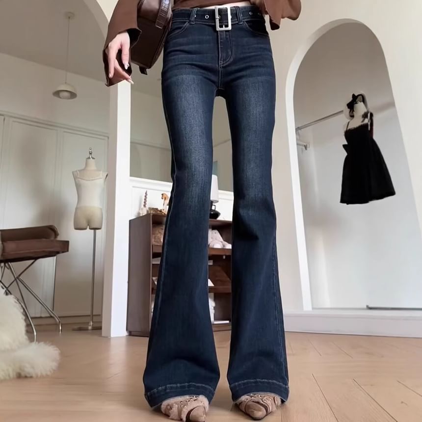 Rosesand - High Rise Washed Slim-Fit Boot-Cut Jeans