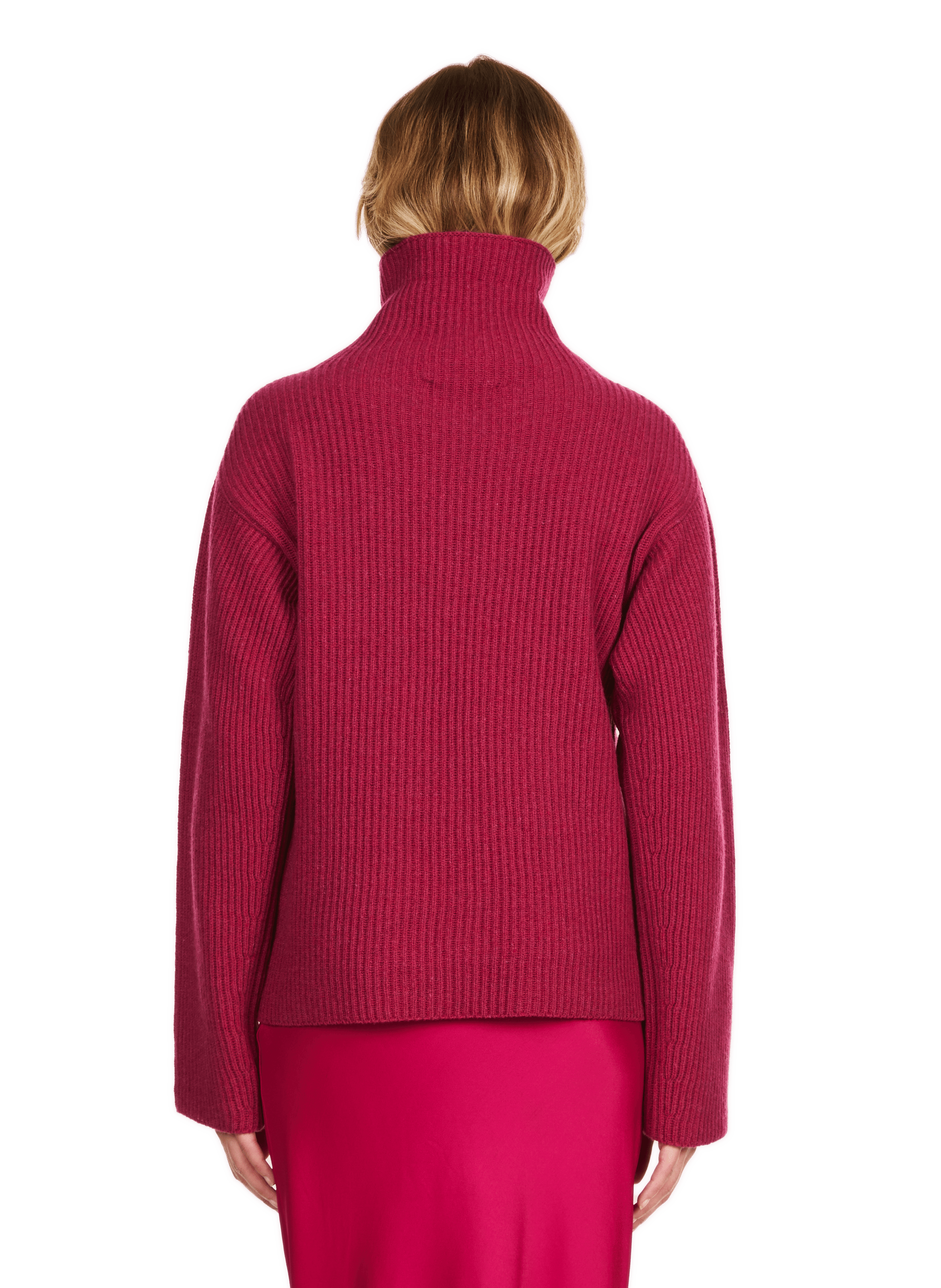 SERAN - Pull droit maille côtelée| Rose