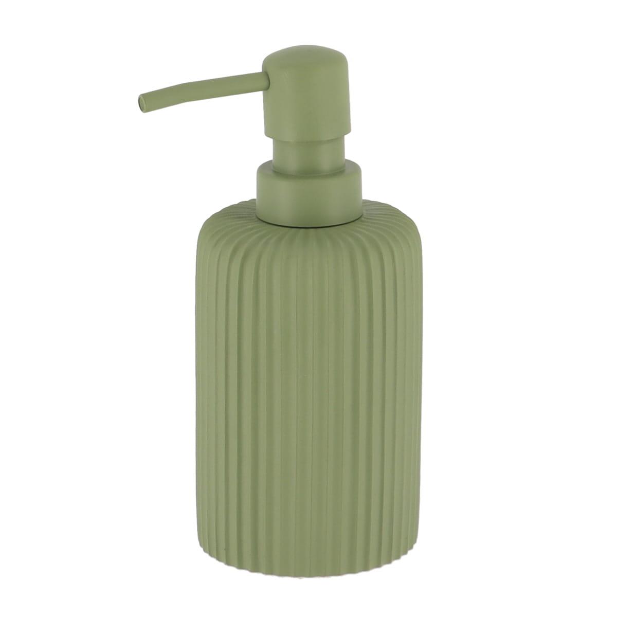 DISTRIBUTEUR A SAVON ARRONDI STRIE POLYRESINE 230ML KAKI