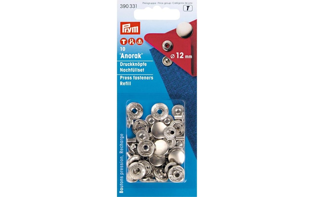 Druckknöpfe Anorak Silber, 12 mmNähfreie Druckknöpfe zum Nachfüllen