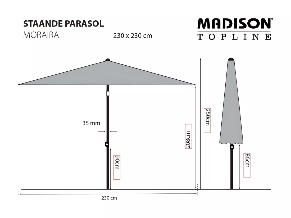 Parasol Moraira 230x230 cm écru