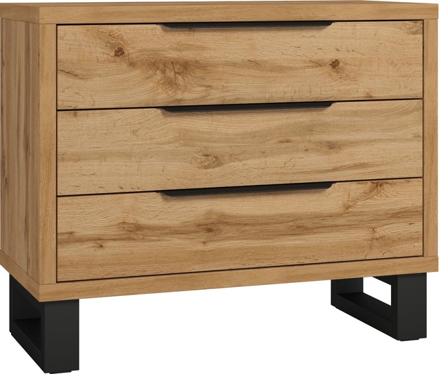 Home affaire Schubkastenkommode »Bronne, 99,5x83x45cm Kommode, Metallgriffe« Füsse in Kufenform, Sideboard 3 Schubladen, Schlafzimmerkommode