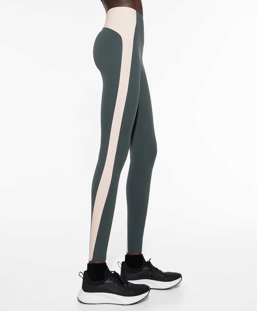 Leggings de compressão com blocos de cor até o tornozelo, 65 cm