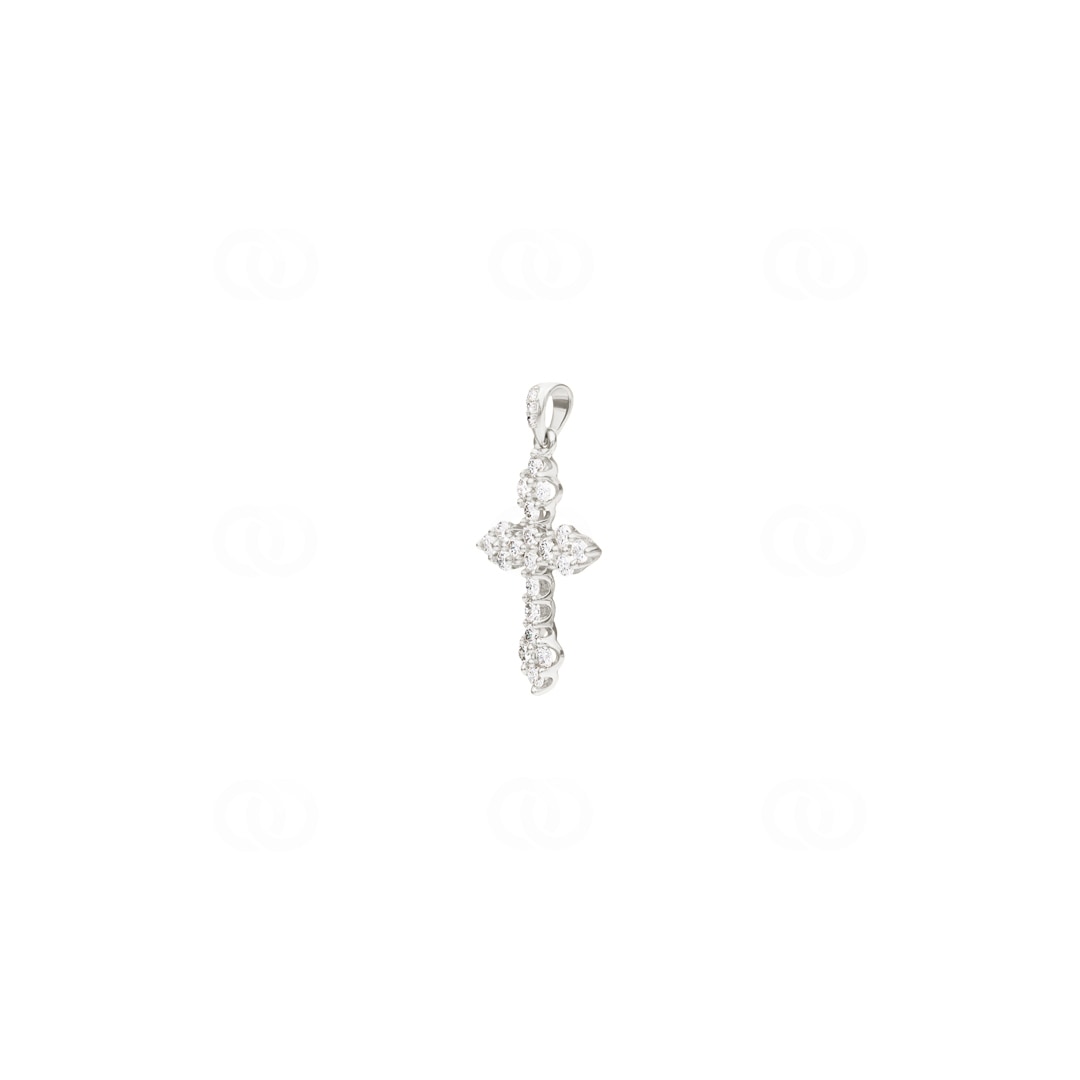 Anhänger 750/18 K Weissgold Kreuz mit Brillanten 0.50 ct H/si