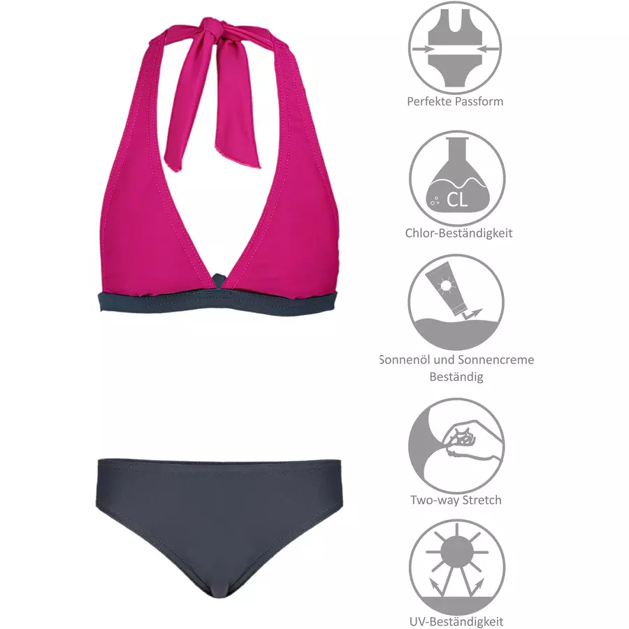 Aquarti Mädchen Bikini Set Zweiteilig Bikinislip Bustier graphit
