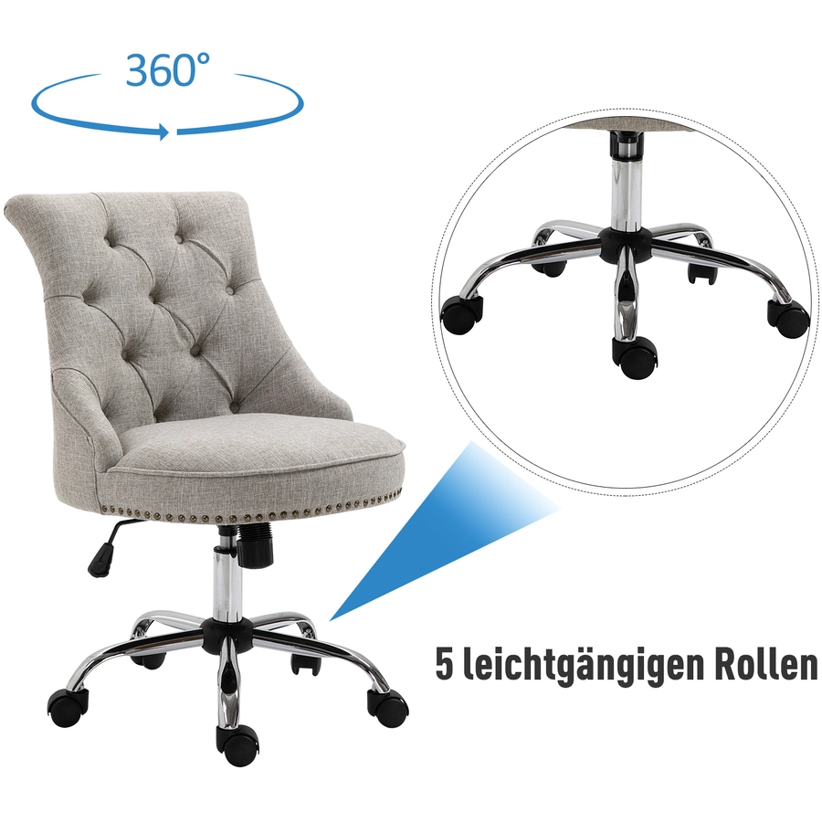 HOMCOM Polsterstuhl mit Chesterfield-Lehne hellgrau