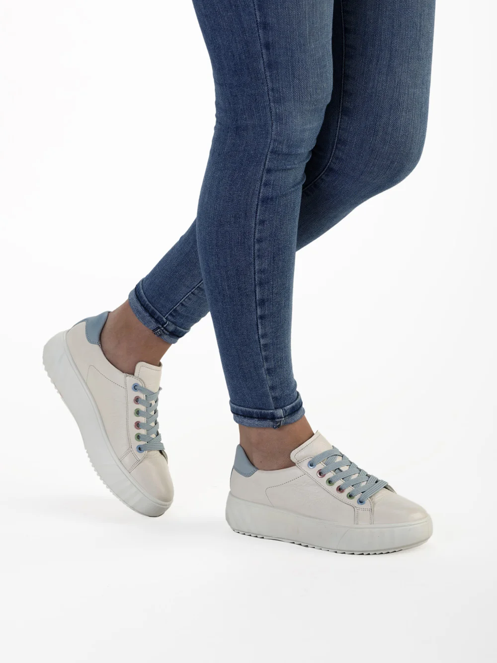 Sneaker Monaco cream aqua