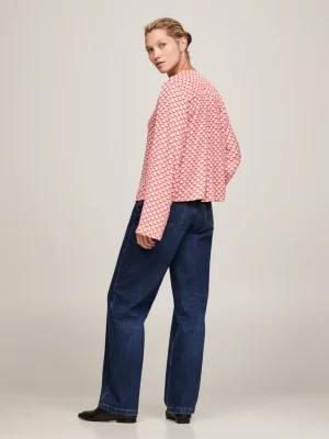 Blusa de modelagem solta com decote em V e estampa geométrica