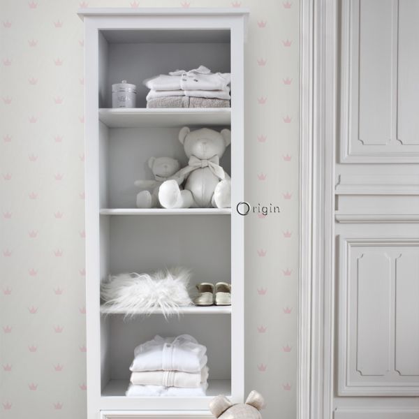 Estahome Kroontjes Behang - 0,53 x 10,05 m - Mat Wit / Goud