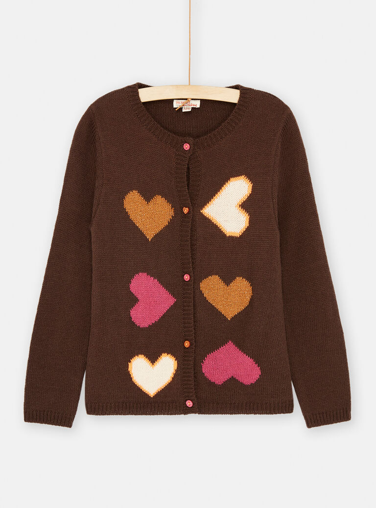 Cardigan marron à motifs curs