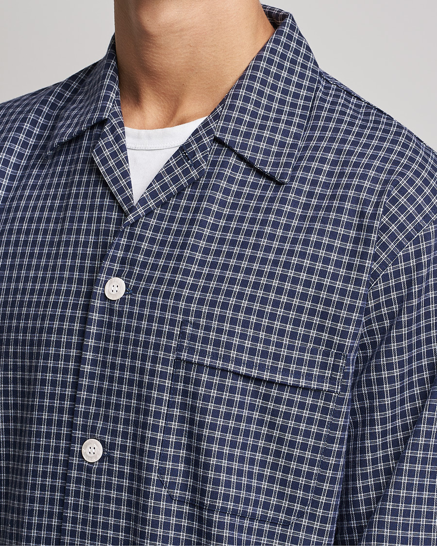 Derek Rose Checked Cotton Pyjama Set Navy