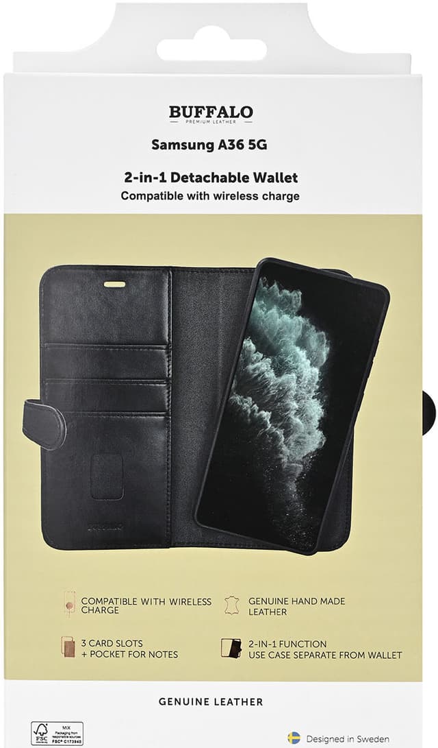 Buffalo 2in1 Samsung Galaxy A36 pungetui (sort)